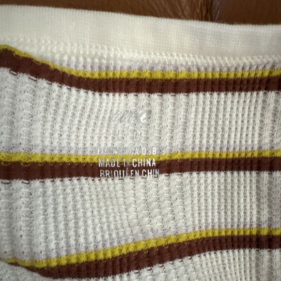 NWT Aerie White Brown Yellow Striped Waffle Knit Racerback Tank Top Size Large - Picture 4 of 6